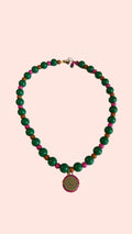 Collier court Vert & Rose – 1 Pampille – Atelier Poésie