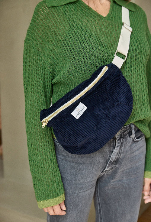 Banane - velours côtelé bleu marine