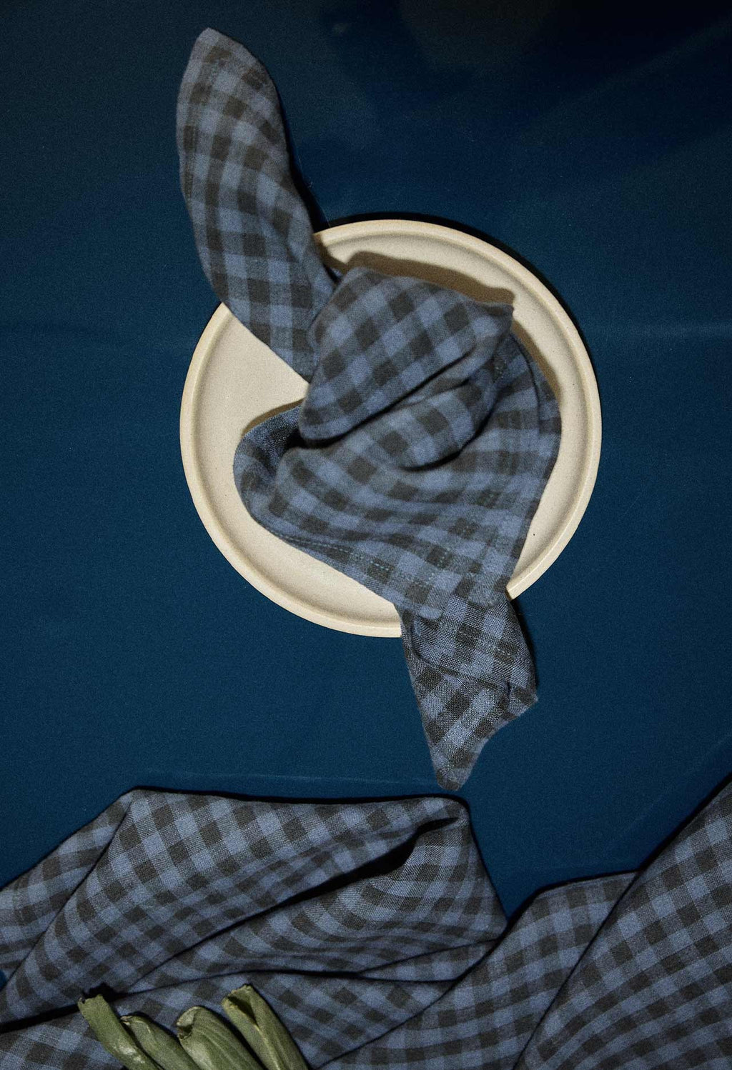 Serviette de table - Vichy bleu et noir