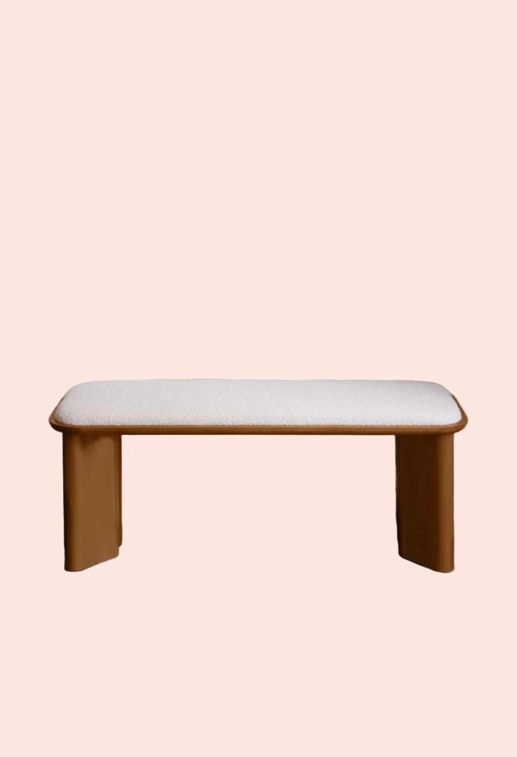 Banc Lazare - Bois laqué caramel et tissu bouclette