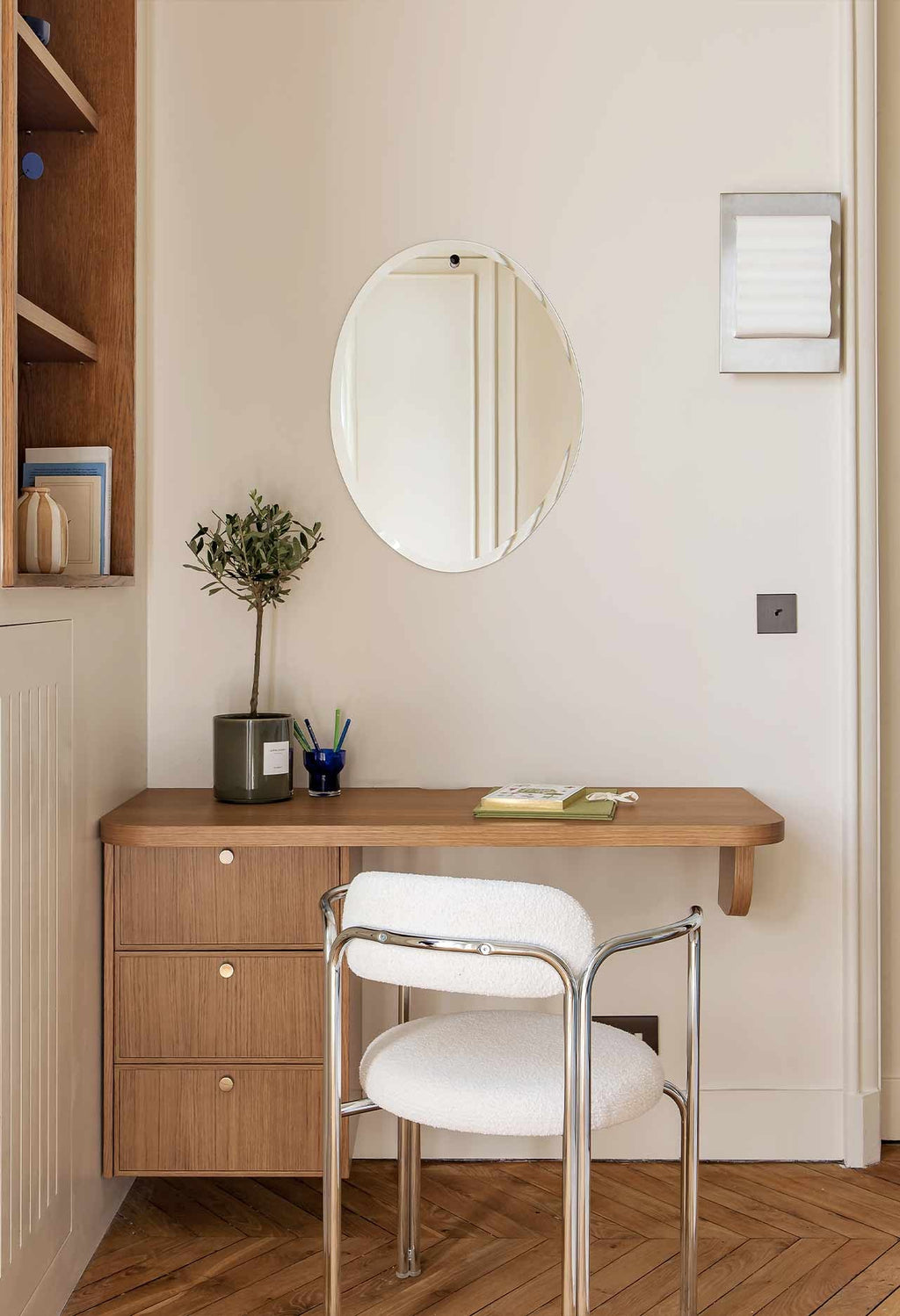 Fauteuil Hortense - Acier chromé et lin naturel