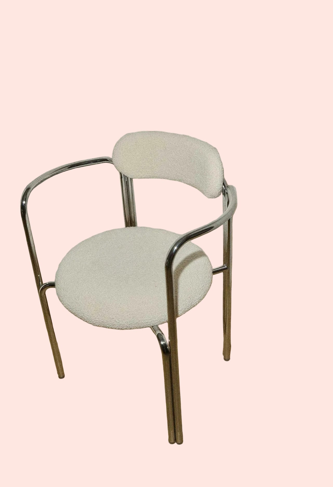 Fauteuil Hortense - Acier chromé et lin naturel