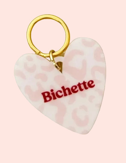 Porte-clés Bichette - Rayures roses