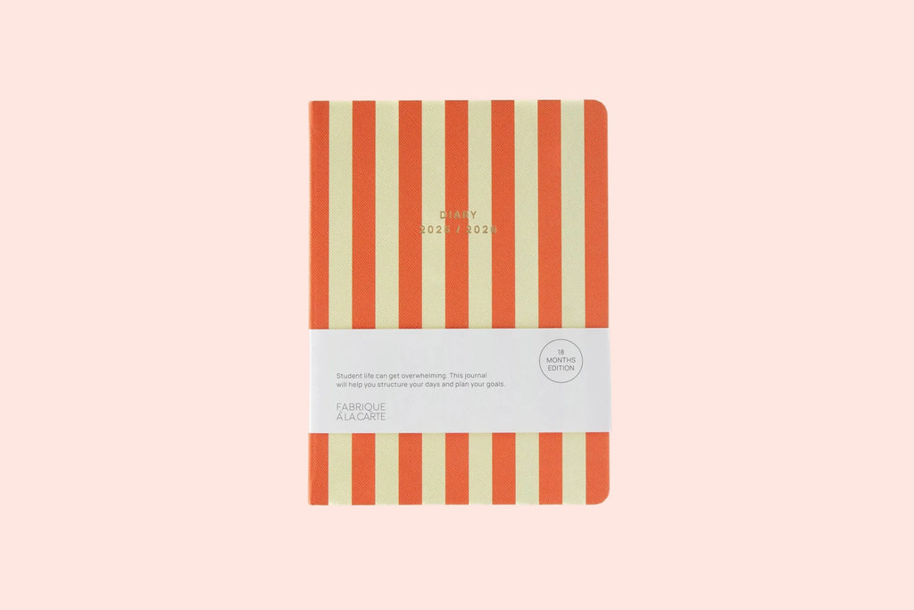 Agenda scolaire rayé orange 18 mois 2025-2026