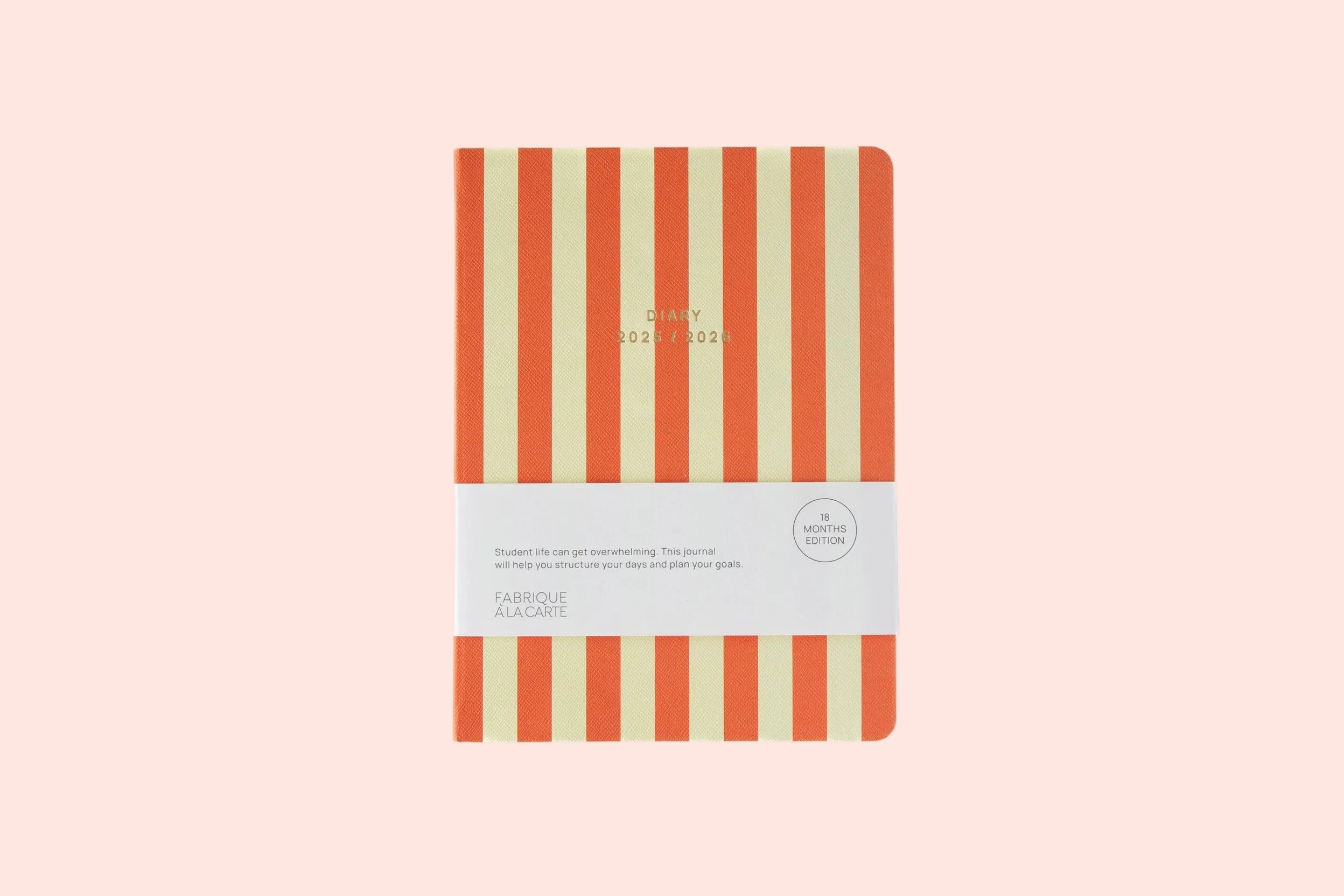 Agenda scolaire rayé orange 18 mois 2025-2026