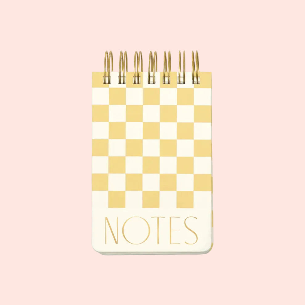 Bloc notes à spirales 192 pages - couvertures damier jaune et blanc