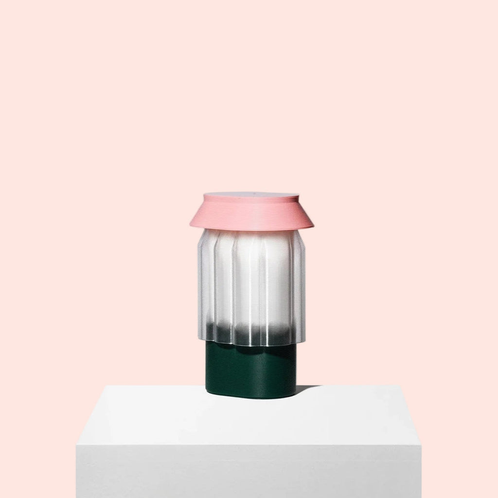 Lampe Nour - vert forêt et rose