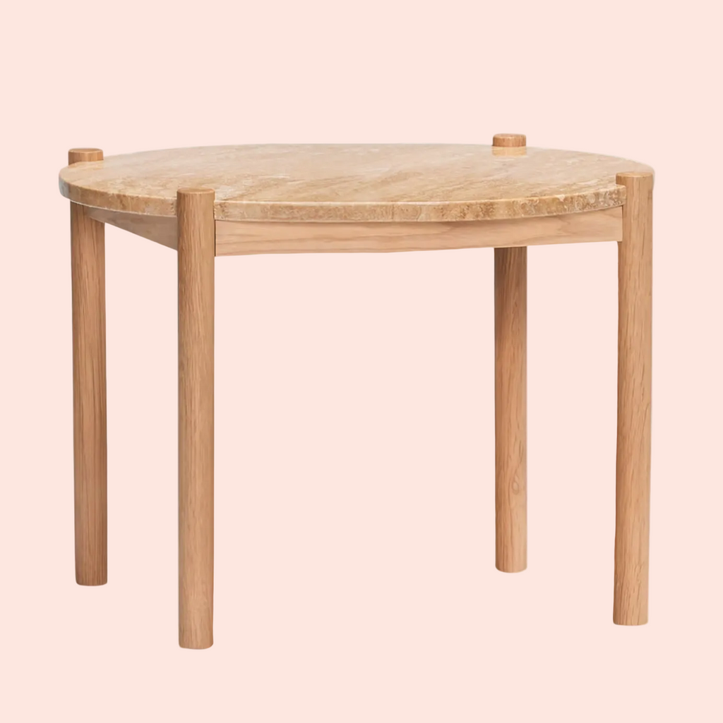 Table basse Trava - chêne et travertin - Hübsch