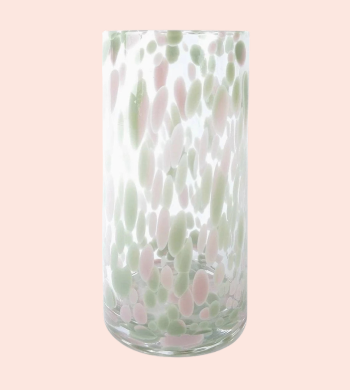 Vase tube léopard vert et rose