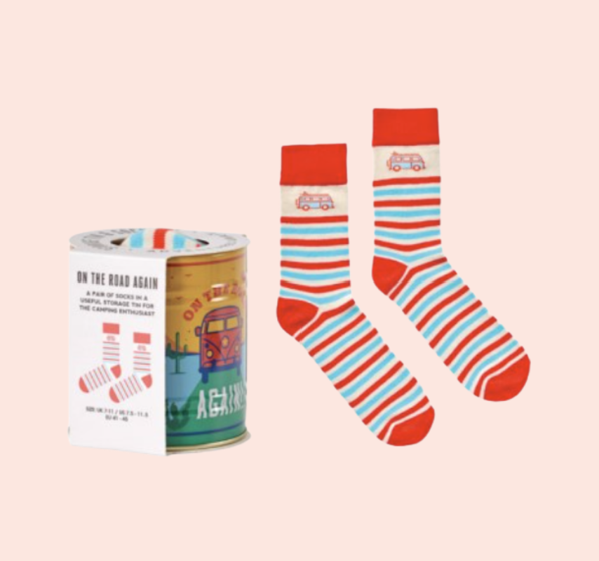 Chaussettes camping en boîte de conserve
