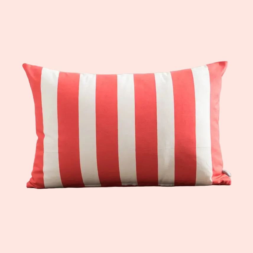 Coussin Capri rayé rouge et blanc - 60 x 40 cm