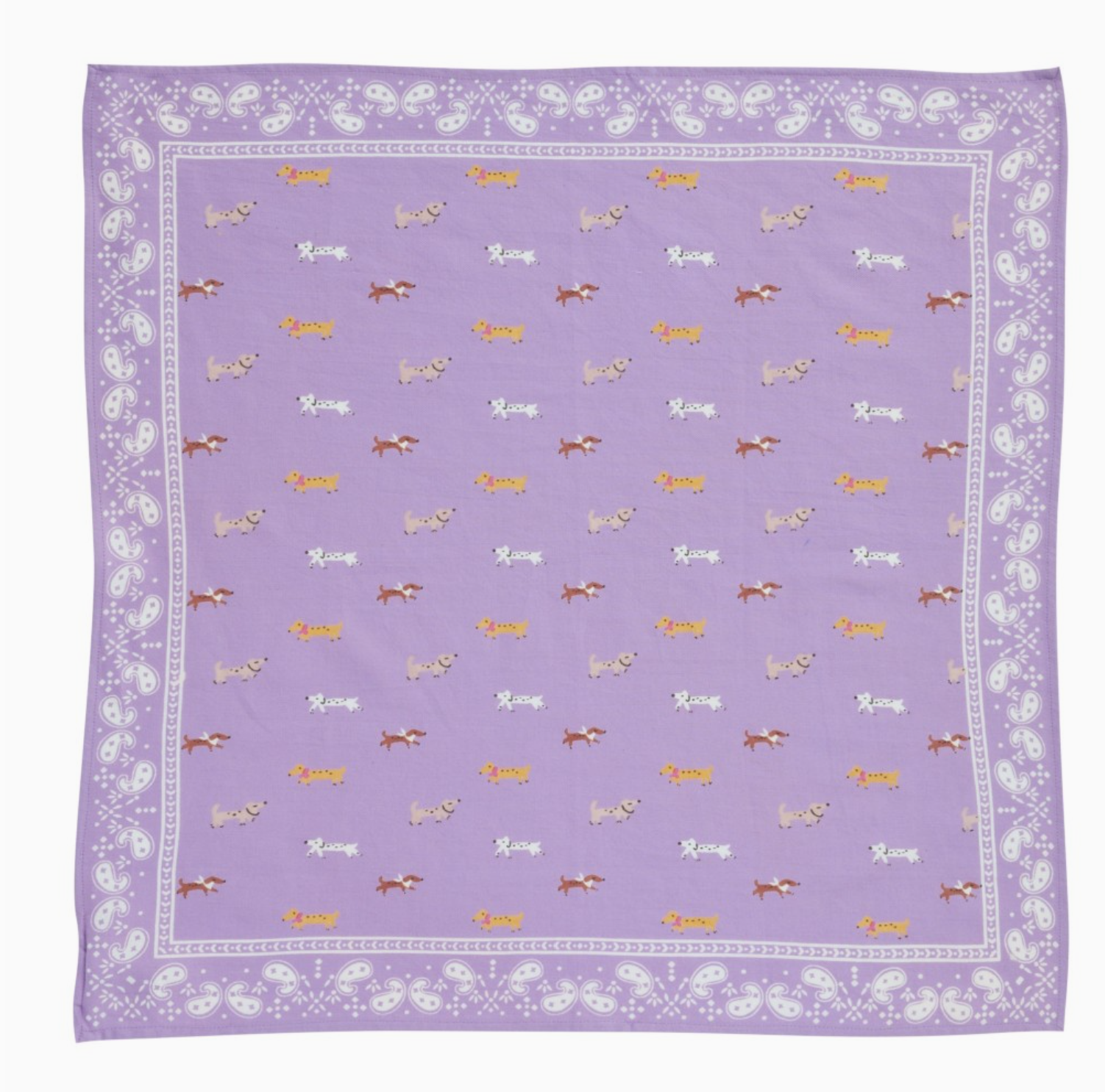 Foulard teckels lilas Bonheur du jour - grand modèle