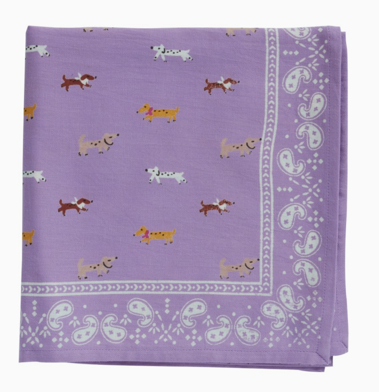 Foulard teckels lilas Bonheur du jour - grand modèle