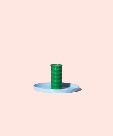 Warren&Laetitia - bougeoir design Vert & Bleu petit format