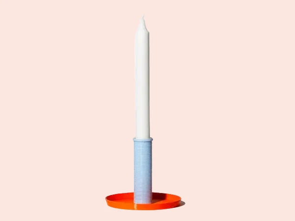 Warren & Laetitia - bougeoir Design Bleu & Orange moyen format