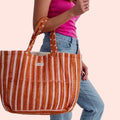 Sac cabas Rayures orange-Bindi Atelier