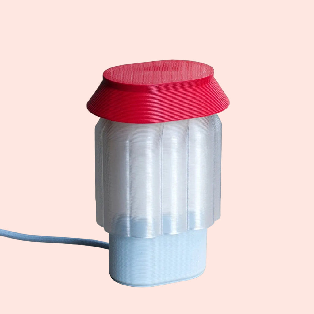Lampe Nour - bleu ciel et rouge