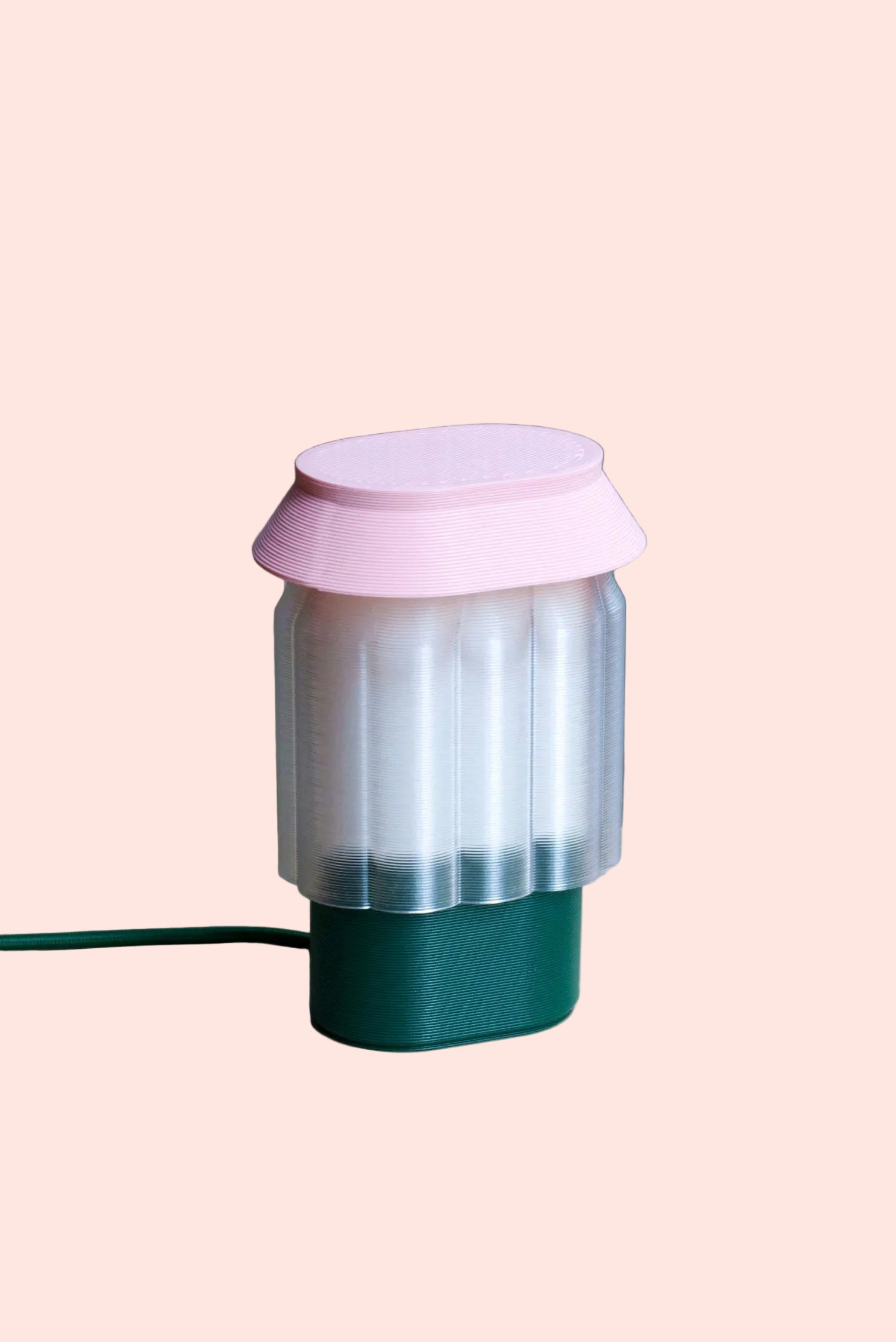 Lampe Nour - vert forêt et rose