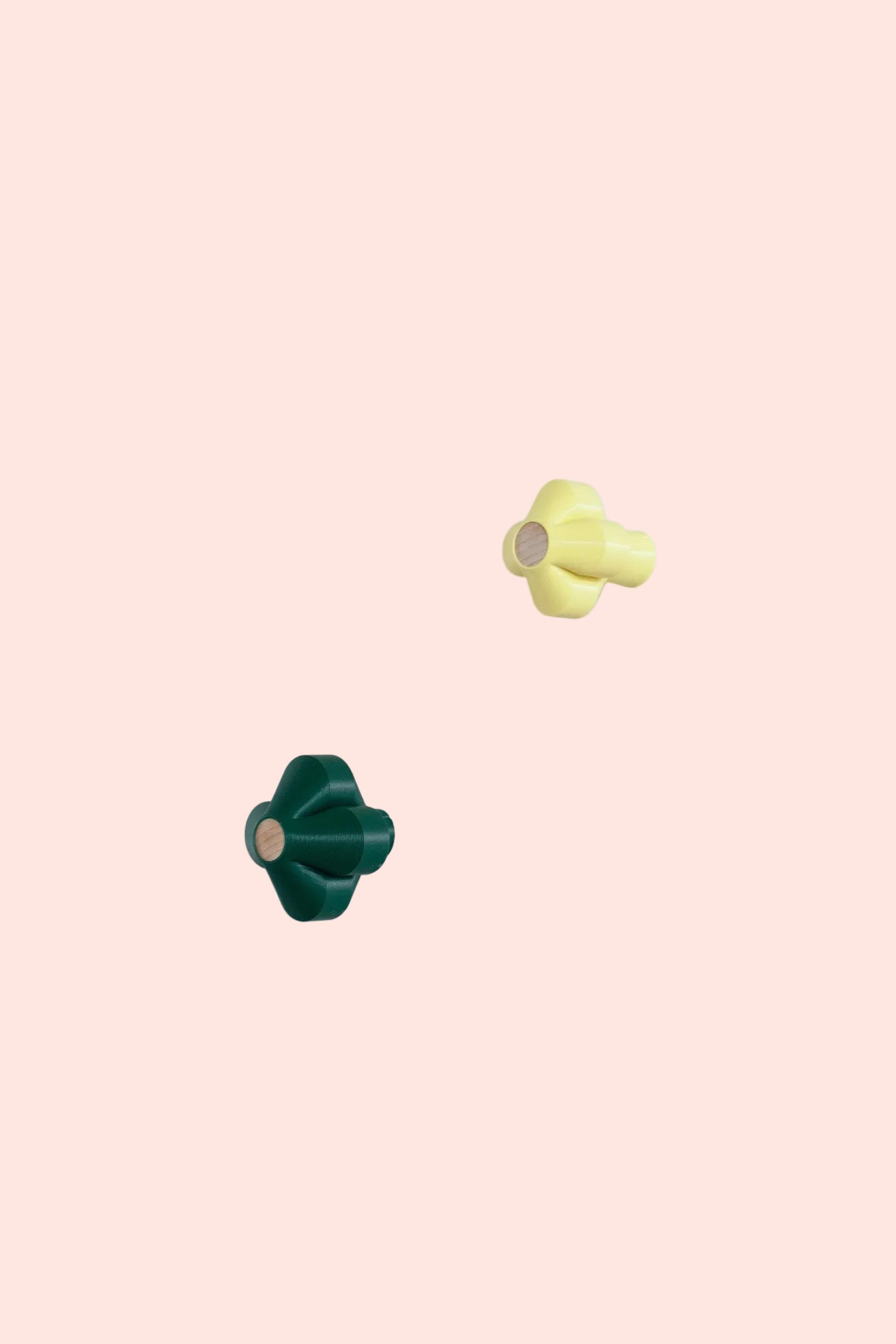 Warren&Laetitia - Lot de 2 patères Amy - vert forêt et jaune pastel