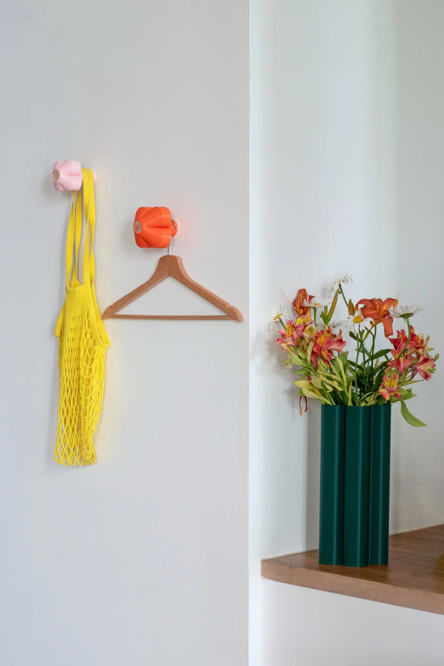 Warren&Laetitia - Lot de 2 patères Amy - rose et orange