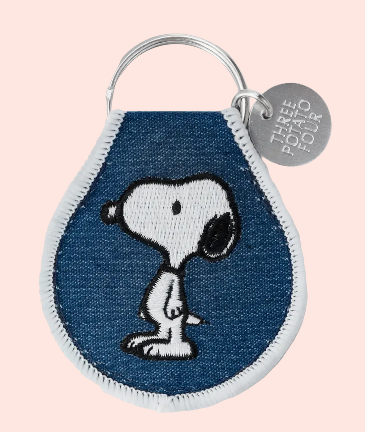 Porte-clés Snoopy brodé - bleu jean's