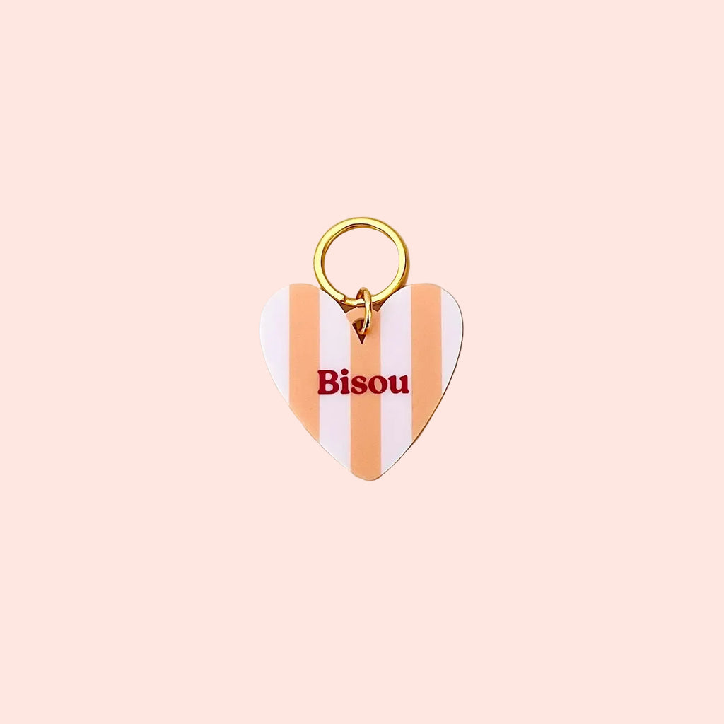 Porte-clés Bisou rayé rose et orange
