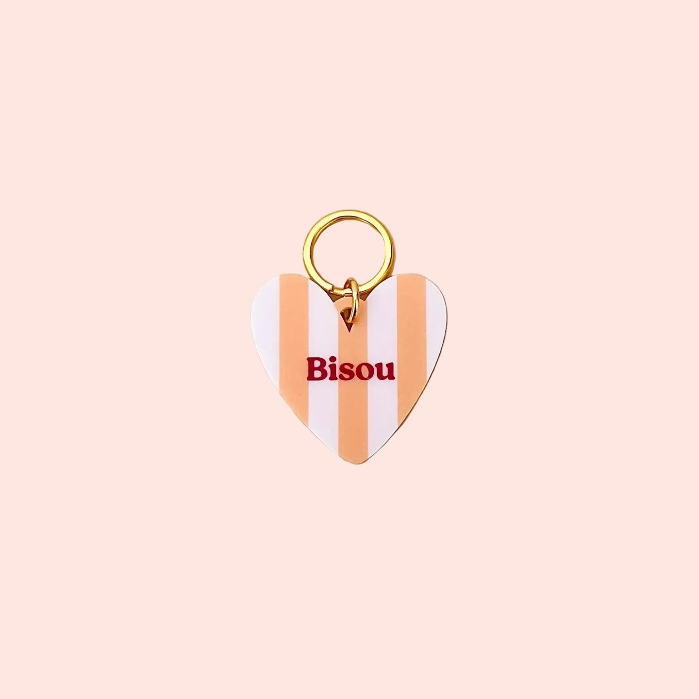 Porte-clés Bisou rayé rose et orange