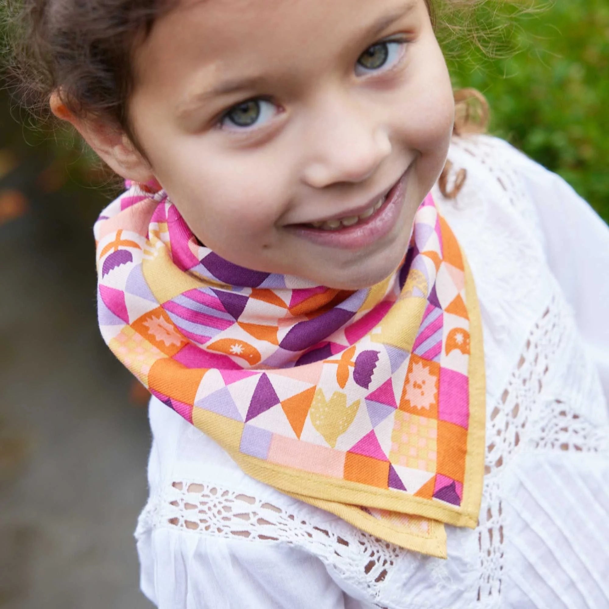 Bonheur du Jour - foulard patchy miel blockprint 60x60 cm