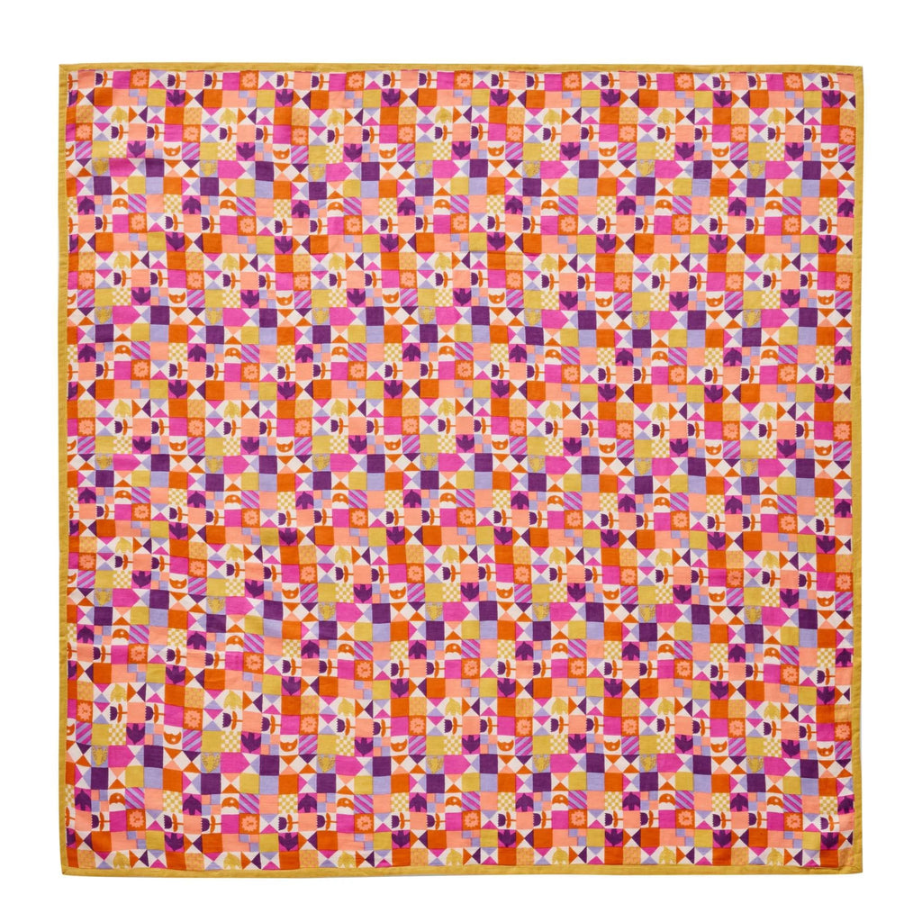 Bonheur du Jour - foulard patchy miel blockprint 60x60 cm