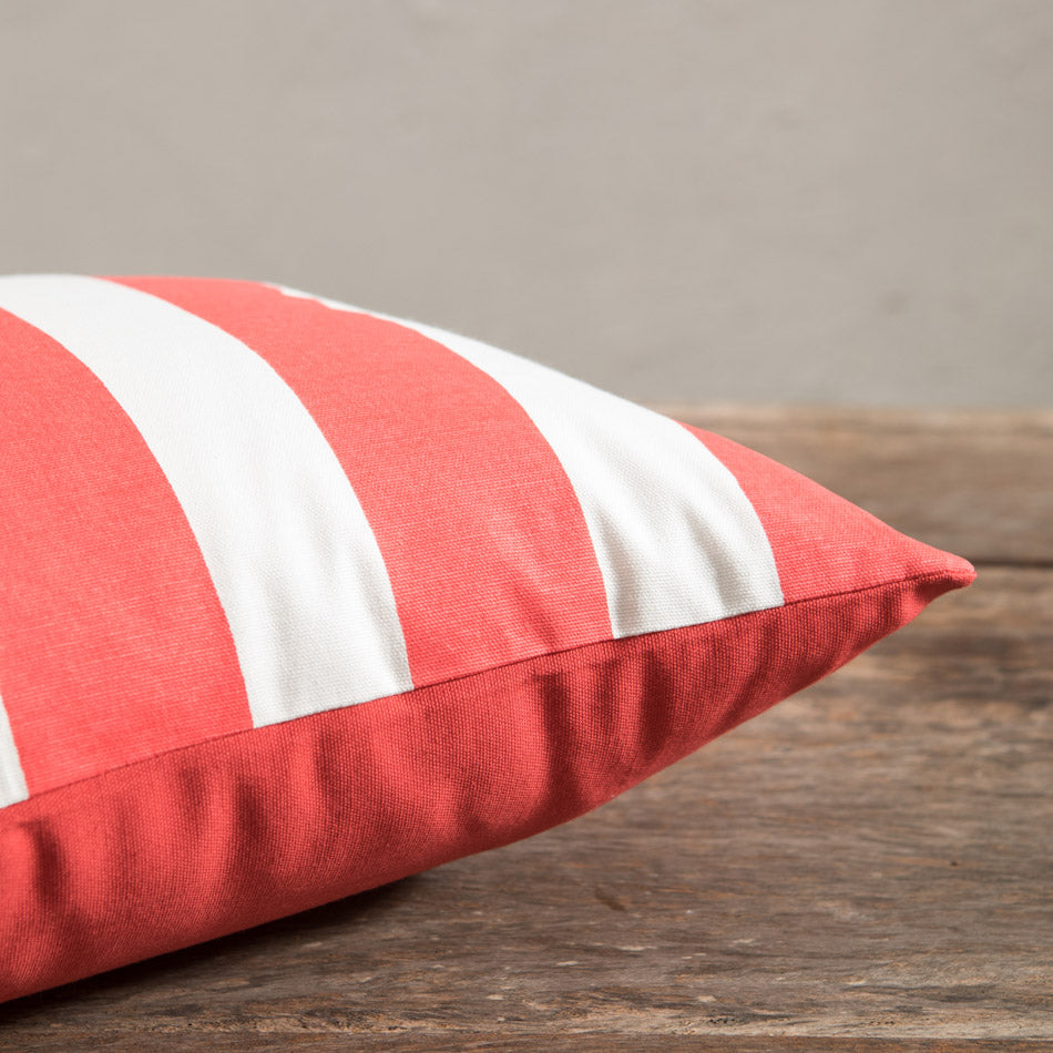 Coussin Capri rayé rouge et blanc - 60 x 40 cm