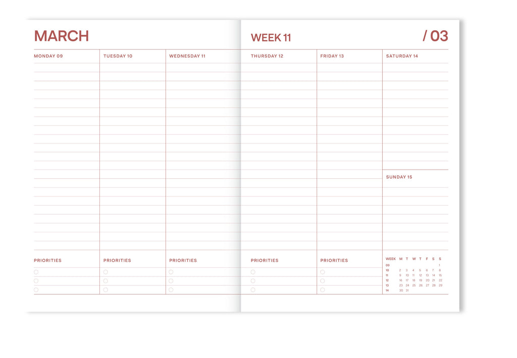 Agenda scolaire rayé orange 18 mois 2025-2026
