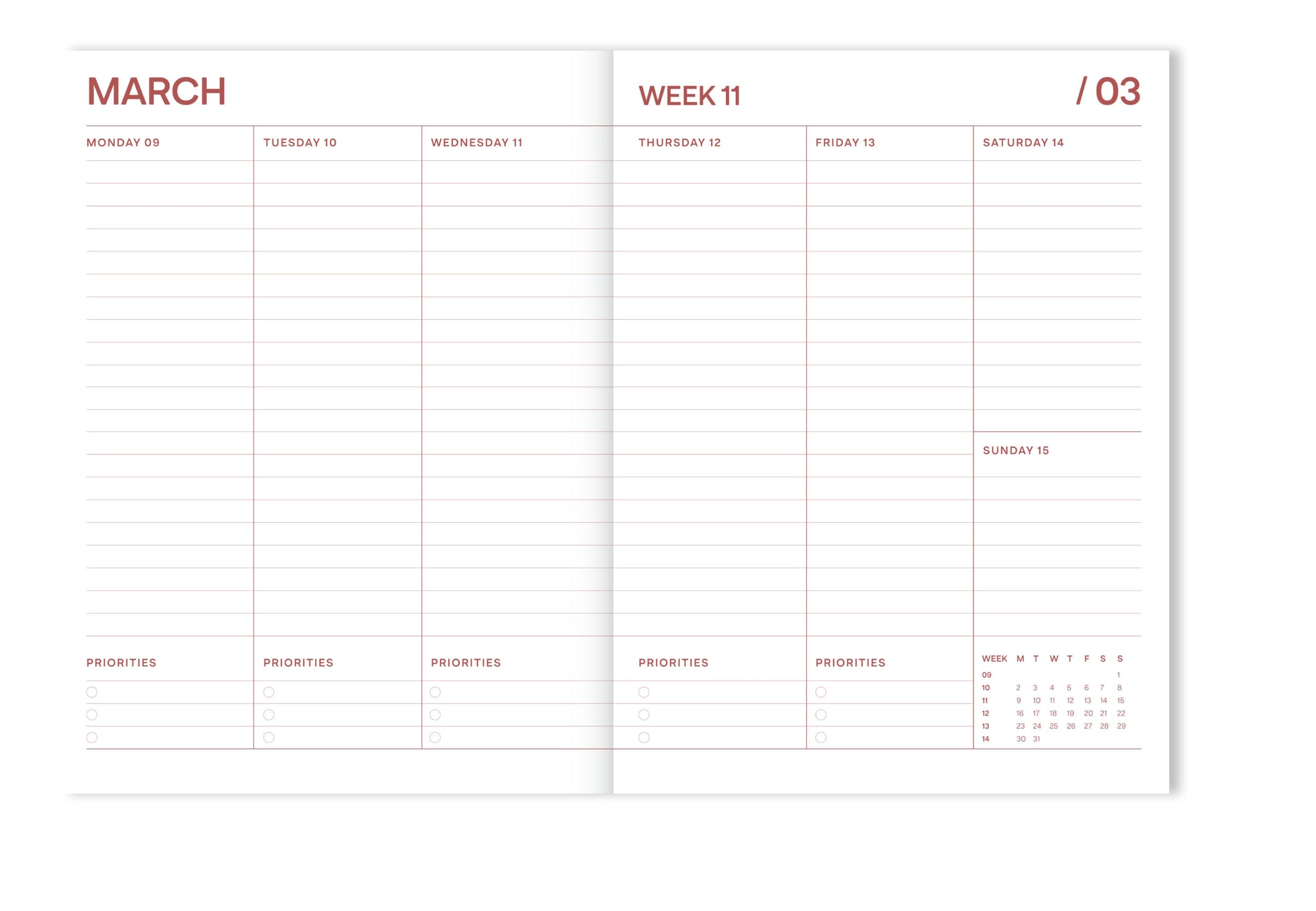Agenda scolaire rayé orange 18 mois 2025-2026