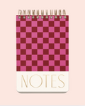 Grand bloc-notes à spirales - 192 pages - damier rose et bordeaux