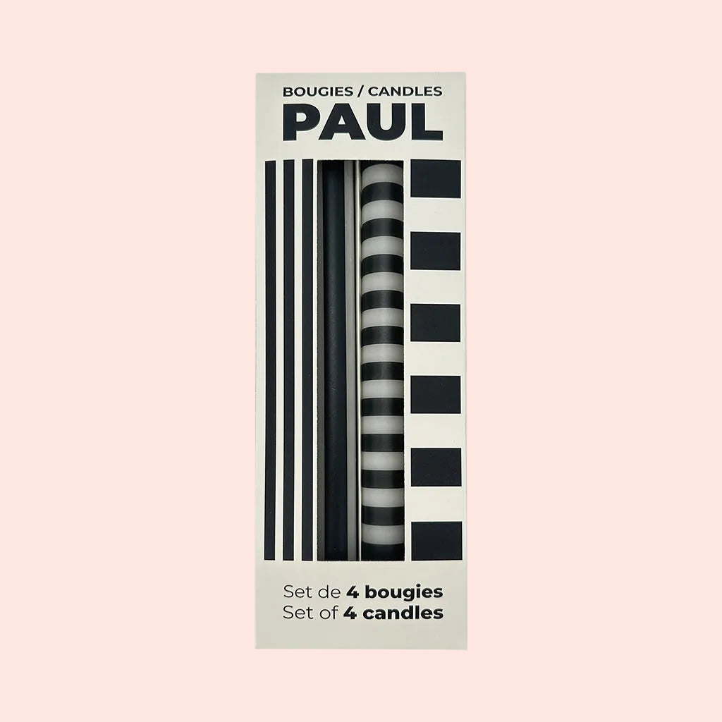 Coffret de 4 bougies longues PAUL - noir