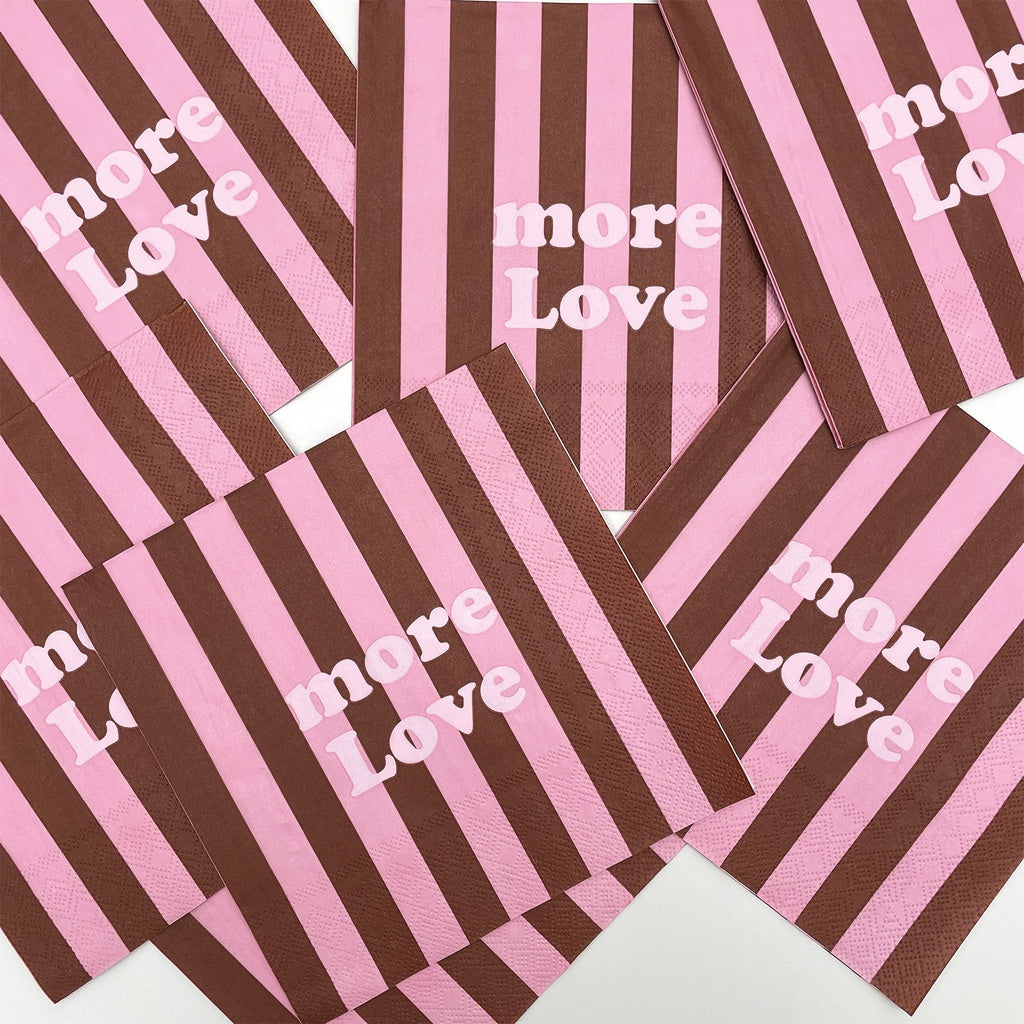 Serviette papier rayures rose et prune - More Love - lot de 20