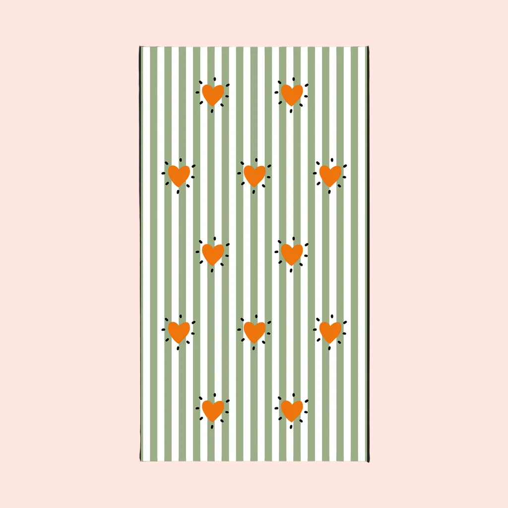 Serviette papier rectangle Rayure et petits cœurs- Lot de 15