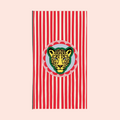 Serviette papier rectangle Rayures rouges et Léopard - Lot de 15