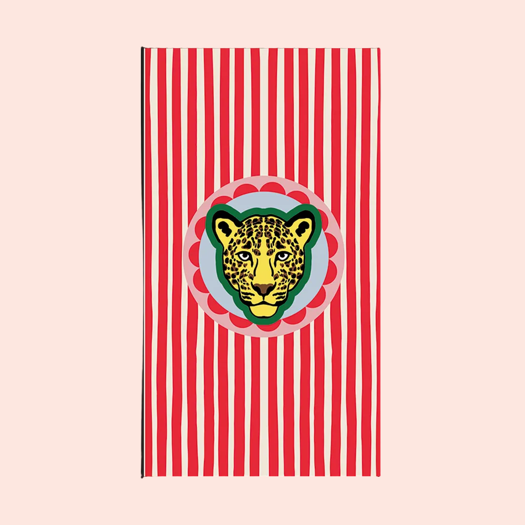 Serviette papier rectangle Rayures rouges et Léopard - Lot de 15