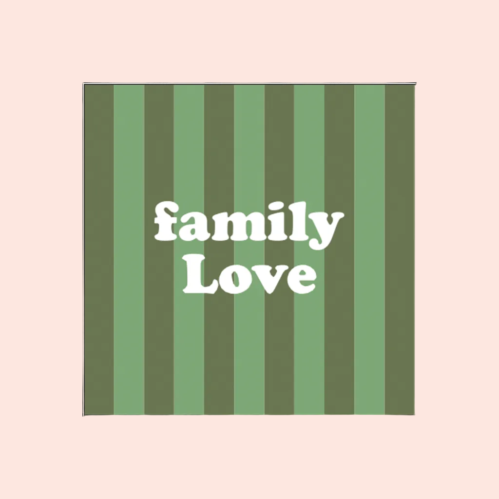 Serviette papier Rayures vertes - Family Love - Lot de 20