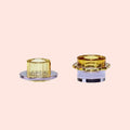 Duo de bougeoirs en cristal Kiosk - violet et jaune - Hübsch