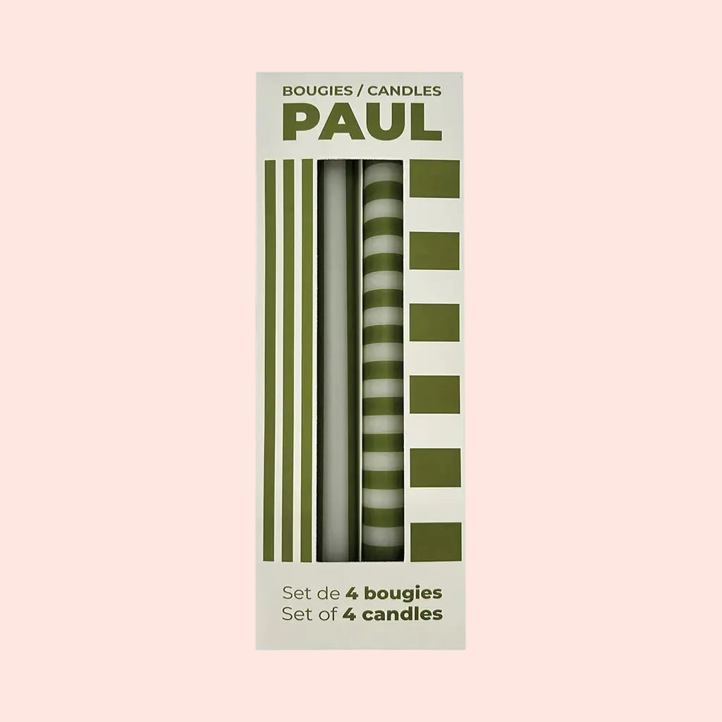 Coffret de 4 bougies longues PAUL - vert